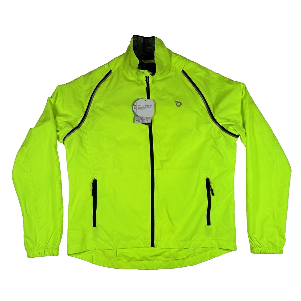 Baleaf Mens M Yellow UPF 50 Waterproof Cycling Biking Rain Jacket Reflective NWT